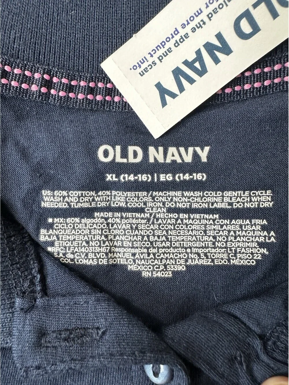 NWT Old Navy Girls XL 14-16 Navy Blue Long Sleeve Polo Shirt Uniform Top